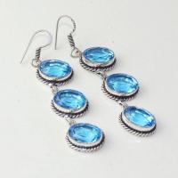 Am 3281a boucles oreilles pendants paire aigue marine bleue bijou achat vente argent 925