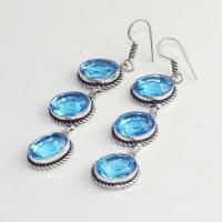 Am 3281b boucles oreilles pendants paire aigue marine bleue bijou achat vente argent 925