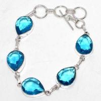 Am 3410d bracelet 5x aigue marine 16gr bleue 10x15mm bijou 1900 vente argent 925