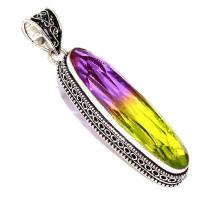 Ame 1022a pendentif pendant 14x50mm 19gr ametrine mauve or achat vente bijou argent 925