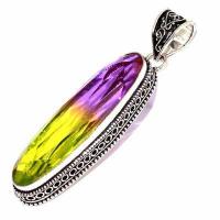 Ame 1022b pendentif pendant 14x50mm 19gr ametrine mauve or achat vente bijou argent 925