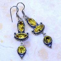 Ct 0493a boucles pendant oreilles citrine lemon gothique argent 925 bijoux achat vente