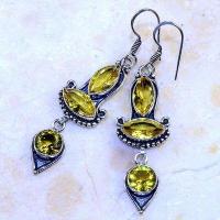 Ct 0493b boucles pendant oreilles citrine lemon gothique argent 925 bijoux achat vente