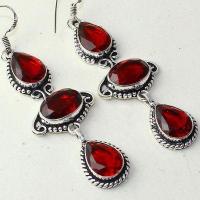 Gr 0661c boucles pendant oreilles grenat achat vente bijou ethnique argent 925