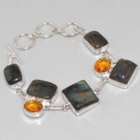 Lb 0603a bracelet labradorite citrine achat vente bijou argent 925