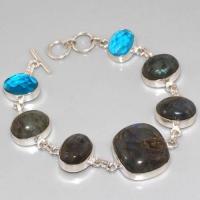 Lb 0604a bracelet labradorite topaze achat vente bijou argent 925