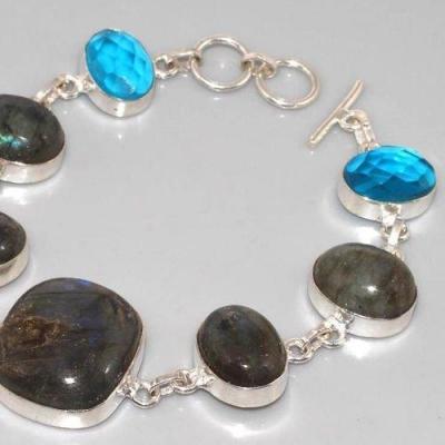 Lb 0604b bracelet labradorite topaze achat vente bijou argent 925