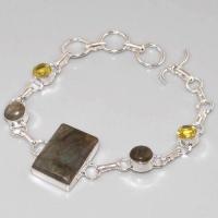 Lb 0618d bracelet labradorite citrine achat vente bijou argent 925