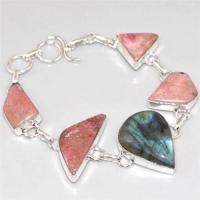 Lb 0627e bracelet labradorite rhodonite achat vente bijou argent 925