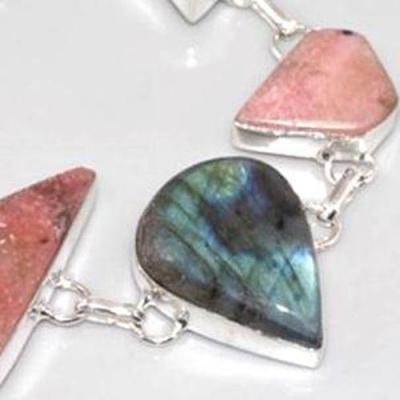 Lb 0627f bracelet labradorite rhodonite achat vente bijou argent 925