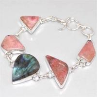 Lb 0627h bracelet labradorite rhodonite achat vente bijou argent 925