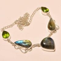 Lb 0647a collier parure sautoir labradorite peridot achat vente argent 925