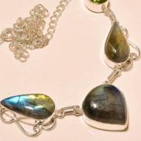 Lb 0647c collier parure sautoir labradorite peridot achat vente argent 925