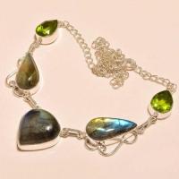 Lb 0647d collier parure sautoir labradorite peridot achat vente argent 925