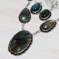 Lb 0716b collier boucles oreilles parure labradorite ethnique achat vente bijou argent 925