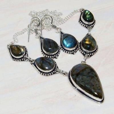 Lb 0717a collier boucles oreilles parure labradorite ethnique achat vente bijou argent 925