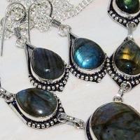 Lb 0717c collier boucles oreilles parure labradorite ethnique achat vente bijou argent 925