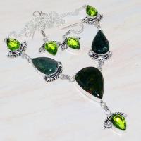 Lb 0719a collier boucles oreilles parure labradorite peridot achat vente bijou argent 925