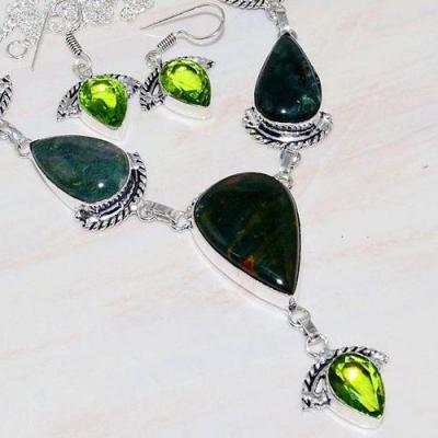 Lb 0719b collier boucles oreilles parure labradorite peridot achat vente bijou argent 925