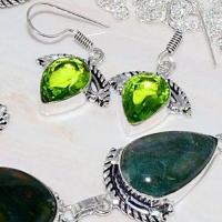 Lb 0719c collier boucles oreilles parure labradorite peridot achat vente bijou argent 925