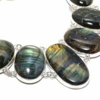 Lb 0730g collier parure labradorite bleue 142gr 35 50mm achat vente bijoux argent 925