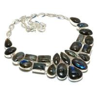 Lb 0731e collier parure labradorite bleue 106gr 10 30mm achat vente bijoux argent 925