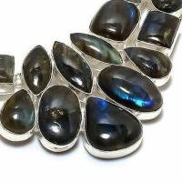 Lb 0731g collier parure labradorite bleue 106gr 10 30mm achat vente bijoux argent 925