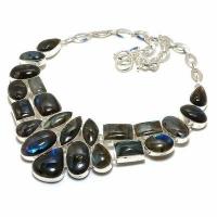 Lb 0731h collier parure labradorite bleue 106gr 10 30mm achat vente bijoux argent 925