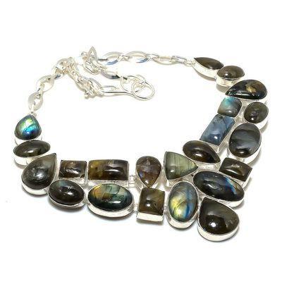 Lb 0732f collier parure labradorite bleue 114gr 10 30mm achat vente bijoux argent 925