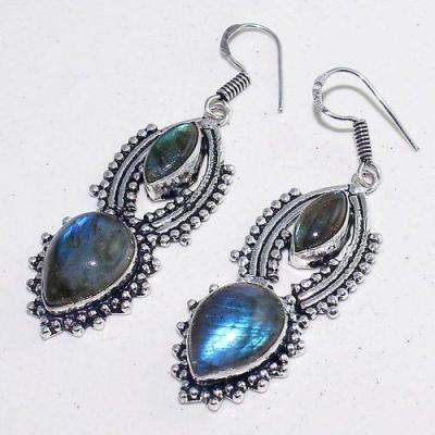 Lb 0733g boucles pendant oreilles paire 16gr labradorite bleue achat vente bijou argent 925