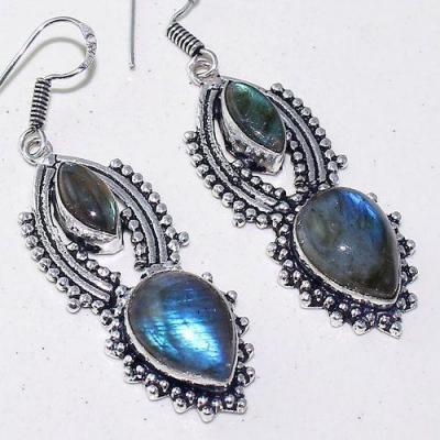 Lb 0733g boucles pendant oreilles paire 16gr labradorite bleue achat vente bijou argent 925