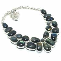 Lb 0734a collier parure labradorite bleue 138gr 10 30mm achat vente bijoux argent 925