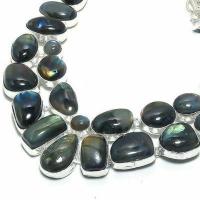 Lb 0734b collier parure labradorite bleue 138gr 10 30mm achat vente bijoux argent 925