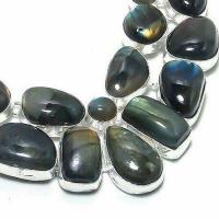 Lb 0734c collier parure labradorite bleue 138gr 10 30mm achat vente bijoux argent 925