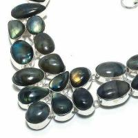 Lb 0735b collier parure labradorite bleue 140gr 10 30mm achat vente bijoux argent 925