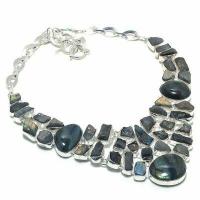 Lb 0736a collier parure labradorite bleue 100gr 10 30mm achat vente bijoux argent 925