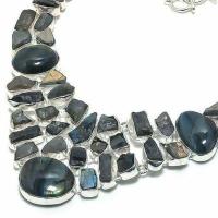 Lb 0736b collier parure labradorite bleue 100gr 10 30mm achat vente bijoux argent 925