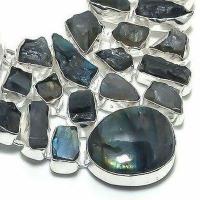 Lb 0736c collier parure labradorite bleue 100gr 10 30mm achat vente bijoux argent 925