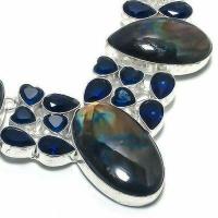 Lb 0737c collier parure labradorite iolite bleue 100gr 10 30mm achat vente bijoux argent 925