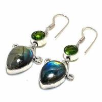 Lb 0739b boucles oreilles labradorite bleue peridot 5gr 12 16mm achat vente bijoux argent 925