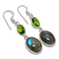 Lb 0740a boucles oreilles labradorite bleue peridot 5gr 12 10mm achat vente bijoux argent 925