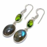 Lb 0740b boucles oreilles labradorite bleue peridot 5gr 12 10mm achat vente bijoux argent 925