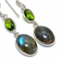 Lb 0740c boucles oreilles labradorite bleue peridot 5gr 12 10mm achat vente bijoux argent 925