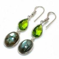 Lb 0741b boucles oreilles labradorite bleue peridot 5gr 12 10mm achat vente bijoux argent 925