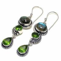 Lb 0742b boucles oreilles labradorite bleue peridot 11gr 12 10mm achat vente bijoux argent 925