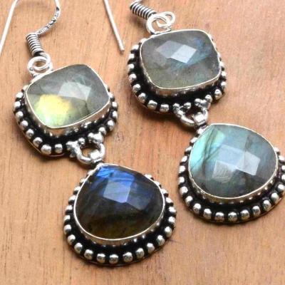 Lb 0798c boucles pendant oreilles 15gr paire labradorite achat vente bijou argent 925