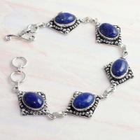 Lpc 031d bracelet 20gr lapis lazuli topaze 10x15a afghan bijou argent 925 achat vente