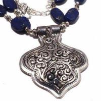 Lpc 039 collier pendentif 62gr lapis lazuli 50x60mm bijoux ethniques argent 3 