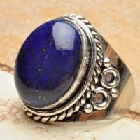 Lpc 100 bague ethnique lapis lazuli t59 12x16mm argent 1 