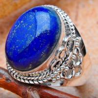 Lpc 106 bague ethnique lapis lazuli t57 14x20mm argent 2 